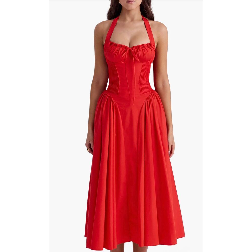 New! House of CB Adabella Halter Neck Midi Dress Sz S - Picture 3 of 7